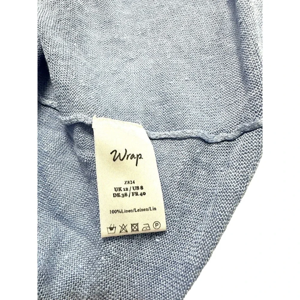 Wrap London Women's Light Blue Sweater w/Sequined Front Key Hole Back Size 8 - Picture 6 of 10